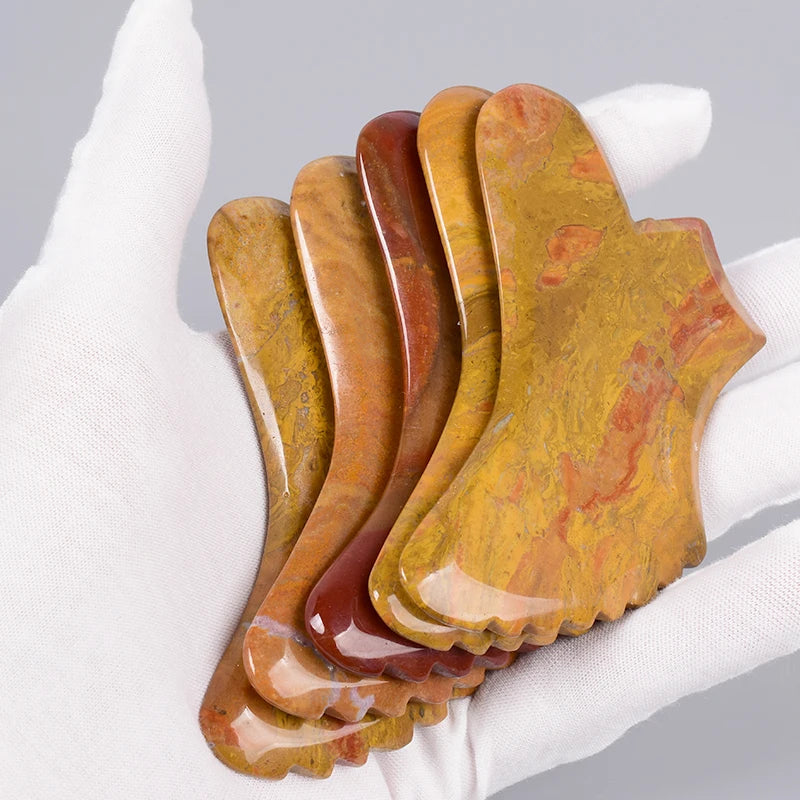 DIY Wholesale Jade Best Sell Pink Jade Gua Sha Scraping Massage Tool Set Mookaite Stone Guasha Facial