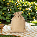 Custom Logo Organic Jute Linen Birthday Pouch Burlap Linen Drawstring Trick and Treats Bags