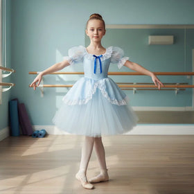 Long Romantic Ballet Tutu Blue Ballet Dress Performance Clothes Swan Lake Ballerine Femme Children Girls Fairy Ballet Costume
