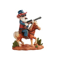 Cowboy Resin Sculpture with Star-Spangled Hat and ShotgunWestern Style Figurine with Red Vest and Blue Jeans for Desk Decor