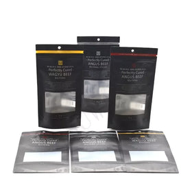 Matte Black Beef Jerky Moisture Proof Stand up Pouch Food Packaging With Zipper Clear Window