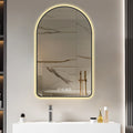 28\"x48\" Modern Black Frame Vanity Light Mirror Bathroom Sink 48\" Arched LED Backlight Anti-Fog Dimmable Time Temperature