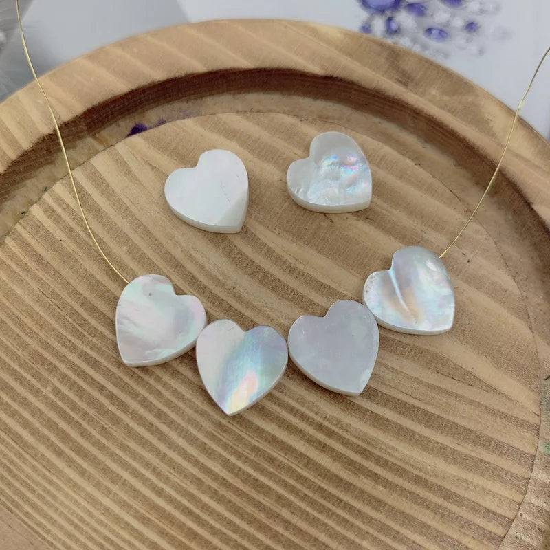 10mm Natural Mother of Pearl Shell Heart Beads for Jewelry Making Diy Bracelet Necklace Accessories