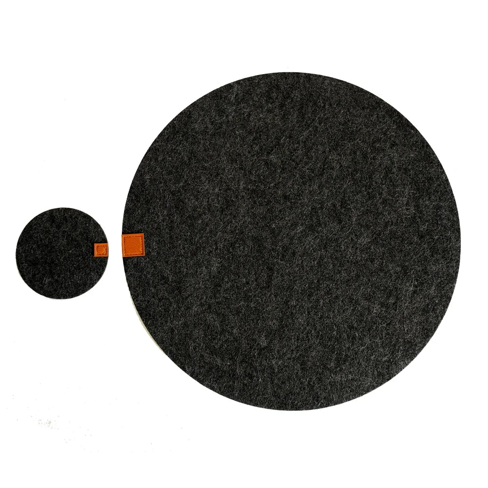 Customized Heat Resistant Felt Round Placemat  Coaster and Cutlery Hoder for the Table Heat Resistant