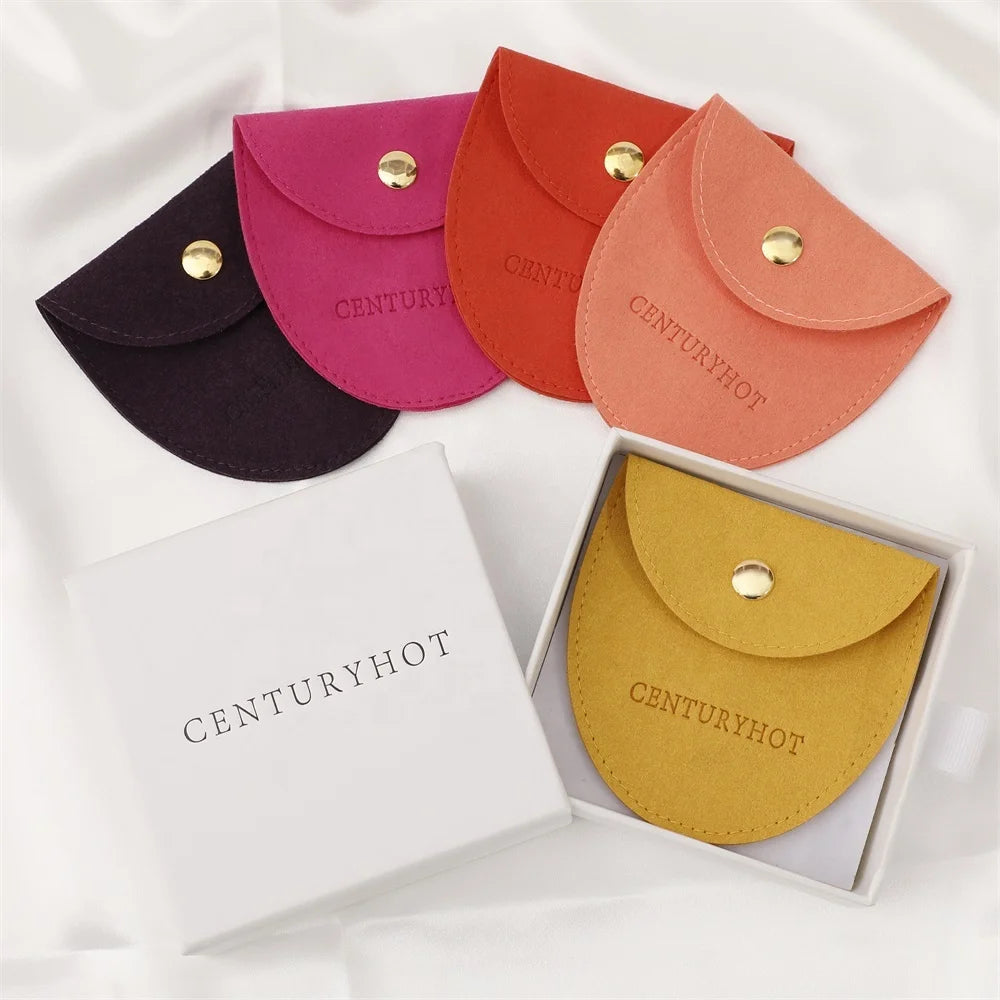 PUPPYSEW  Microfiber Jewelry Bags Velvet Jewelry Packaging Bags with Button Personalized Jewelry Pouch with  Logo
