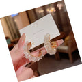 DAIHE New Arrival White Crystal Cutout Large Earrings Gold Big Hoop Earrings for Women