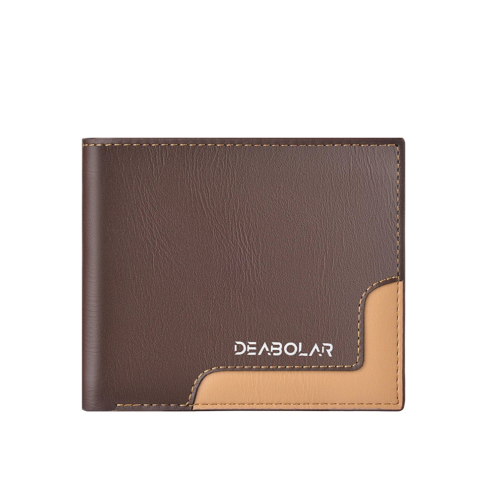 DEABOLAR Short Men Wallets Leather Luxury Wholesale Modern Wallet Men Pu Leather Card Holder Wallet for Men Leather Slim