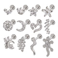 Stainless Steel Bar Flat Base Earring Labret Tragus Cartilage Helix Heart Crown Flower Moon Zircon Lip Ear Studs Body Piercing