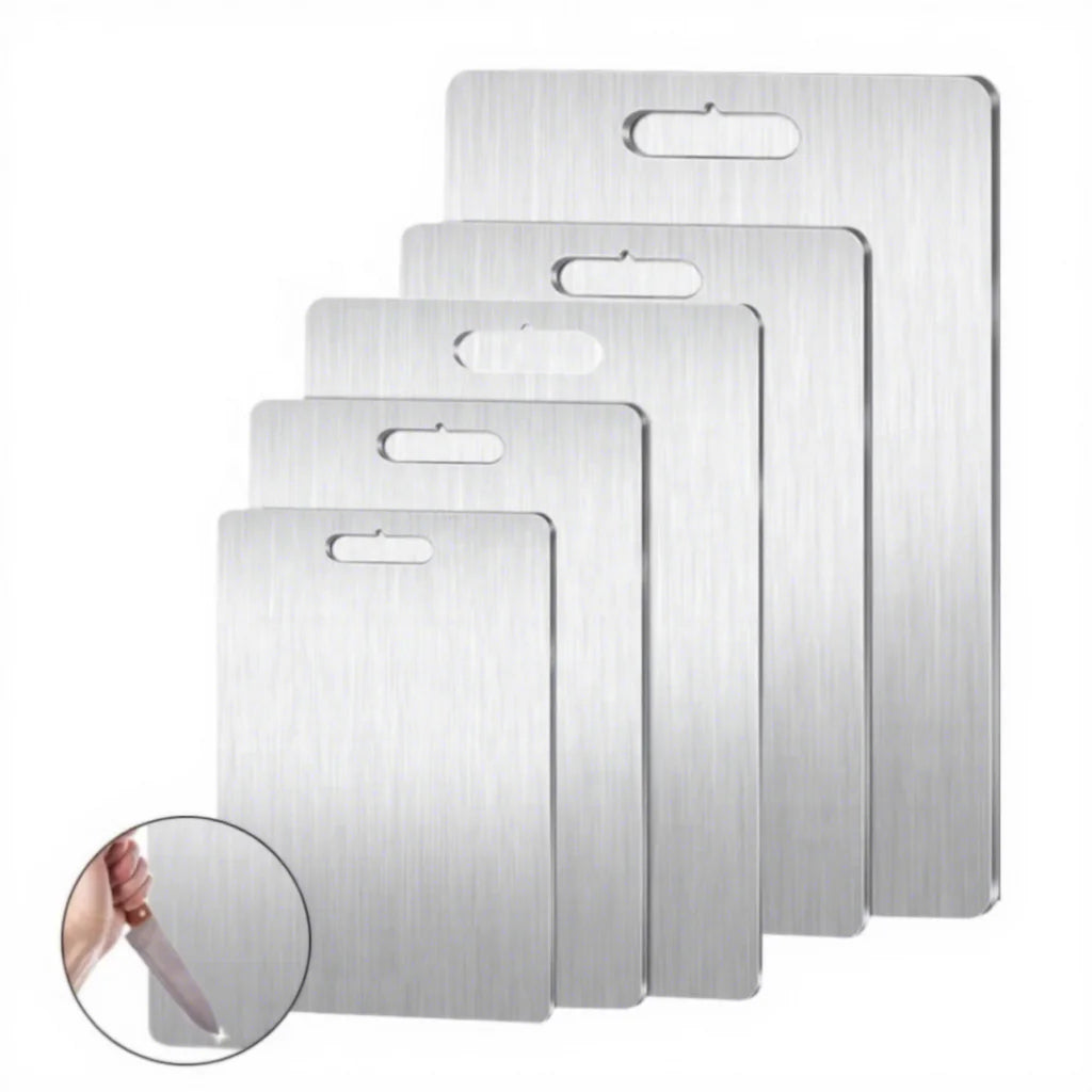 High Grade Double Sided Dish Washable Stainless Steel Titanium Chopping Cutting Board Block With Grip for Kitchen 304 316 Metal