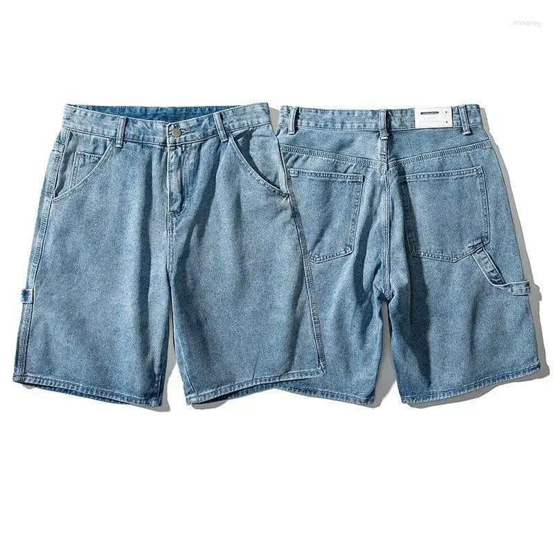 100% Cotton Denim Men's Straight Custom Embroidery Printing Logo Baggy Raw Edge Acid Washed Raw-Cut Hem Loose Fit Casual Summer