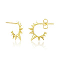 LOZRUNVE 925 Sterling Silver Minimal Hip Hop Plain Spike Huggie Hoop Earring with Stud