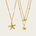 No Tarnish 18k Gold Plated Starfish Pendant Necklace Starfish Scallop Shell Stainless Steel Necklace