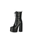 Hot Selling Women's Black Round Toe Strap Platform Boots Thick Heel Ankle Height for Summer Autumn Fashion in Europe America