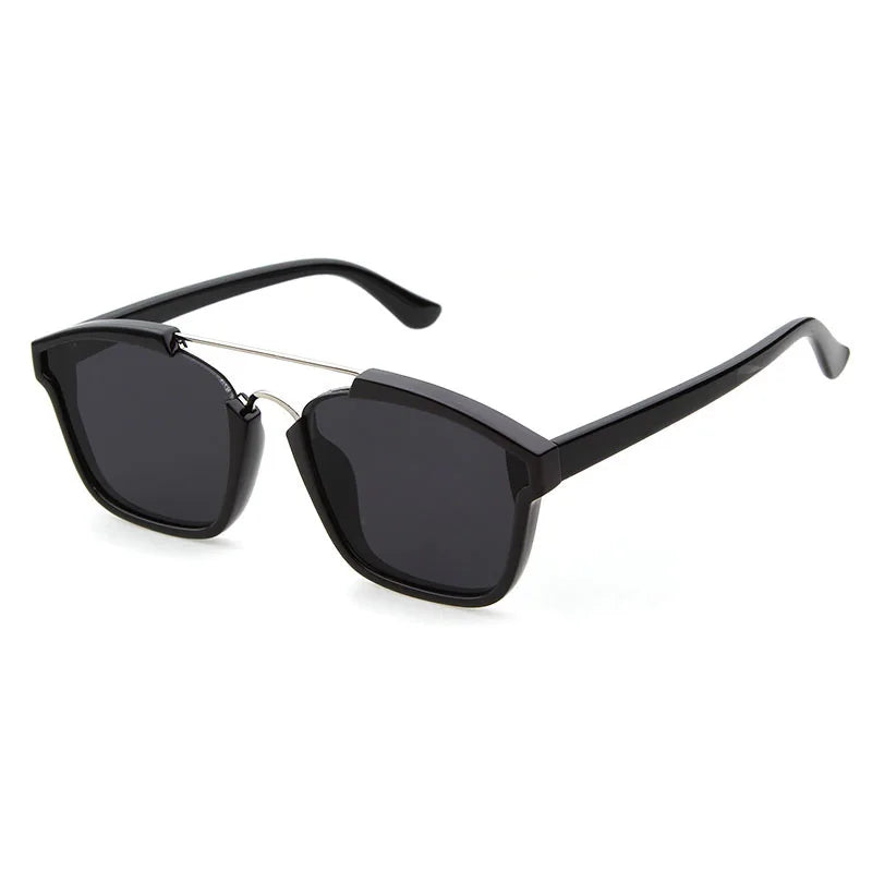 ADE WU STY681 Trend Double Bridge Pilot Sunglasses Women Fashion Retro Color Film Big Frame Sun Glasses for Men Blun Lens Shades