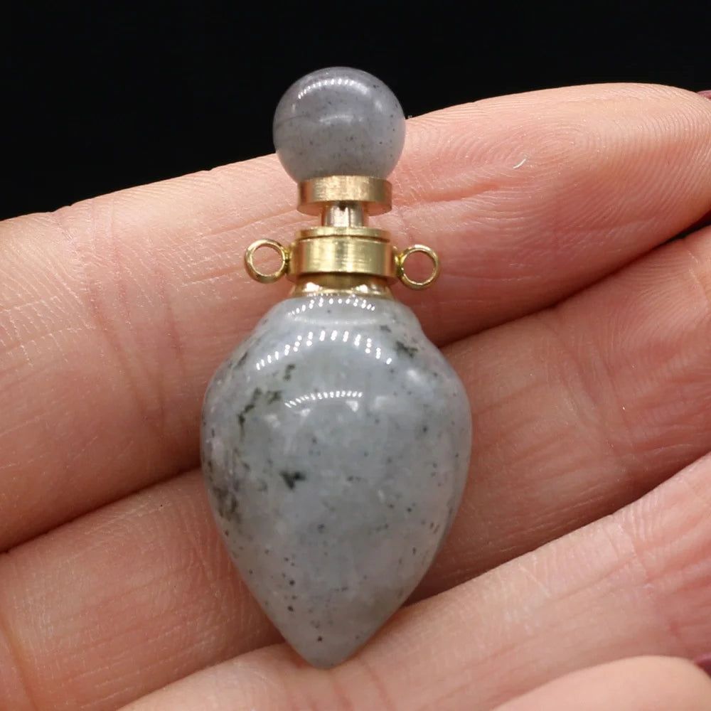 Wholesale Natural Crystal Stone Necklace Moonstone Perfume Bottle Pendant DIYJewelry Fashion Delicate