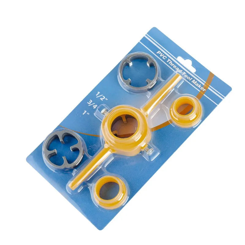 NPT1/2 3/4 1Inch Manual PVC Water Pipe External Thread Tapping Tool 6pcs PVC Plastic Water Pipe 60 ° Pipe Thread Plate Set