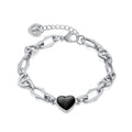 OUJ 18K Gold Plated  Summer Jewelry Women No Tarnish Stainless Steel Heart Shape Enamel Charm Chain Trunky Bracelets