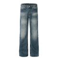 Vintage  Blue Fashion Slightly Slimming Men Flare Jeans Stone Wash Designer to Do Old Straight Leg Blue Men's Jeans
