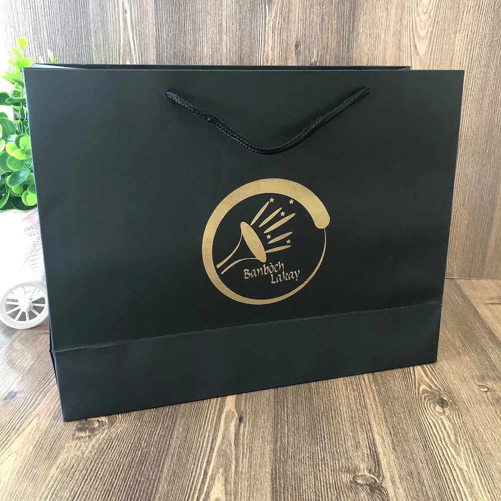 Custom Printed Luxury Paperboard Shopping Bag Recyclable and Personalized with Logo for Clothing and Shoes Classic Style