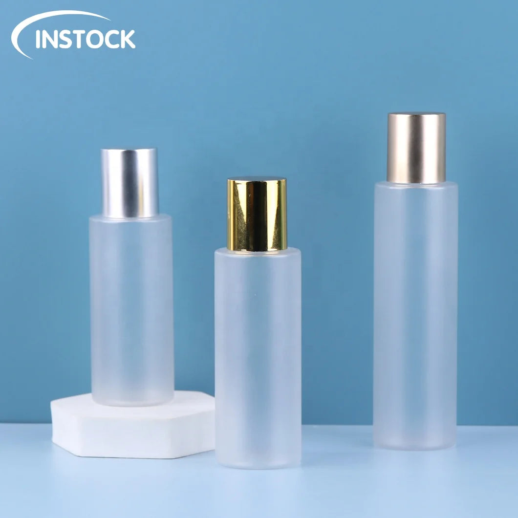Skincare Cosmetics Packaging Bottle 100/120/150ml PET Plastic Square Shape Sliver Gold Toner Essence Pump Screen Printing Stock