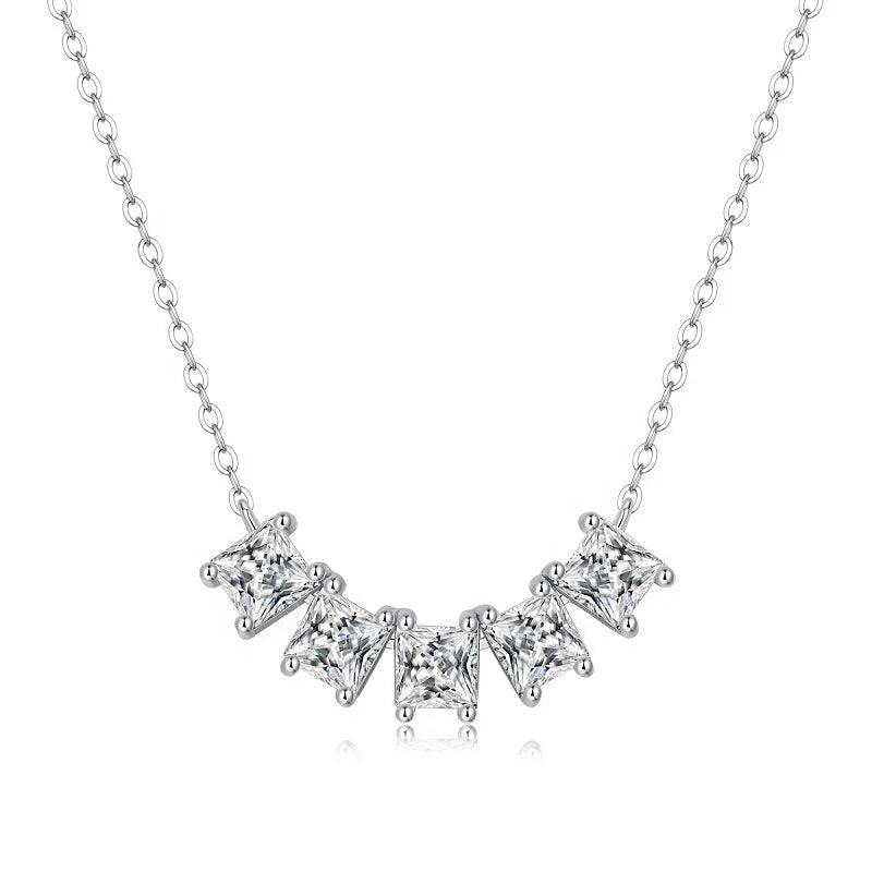 Women's 925 Sterling Silver Moissanite Diamond Solitaire Engagement Pendant Necklace Fine Wedding Jewelry Adjustable Features