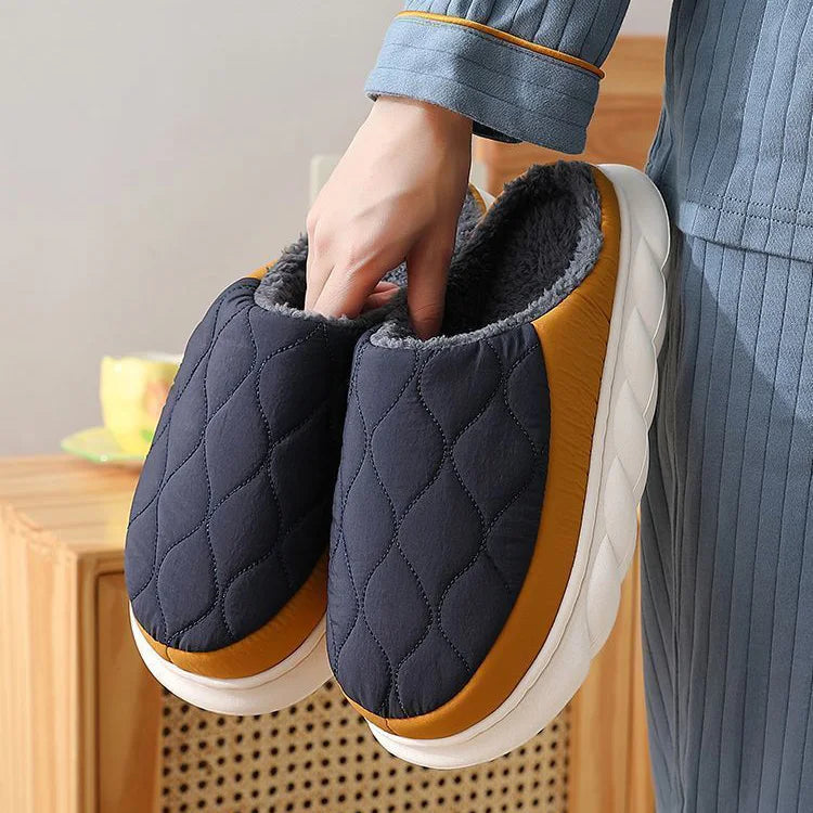 Fashion Men's Cotton Slippers Home Thick Sole Down Vamp Women's Cotton Slippers Wholesale