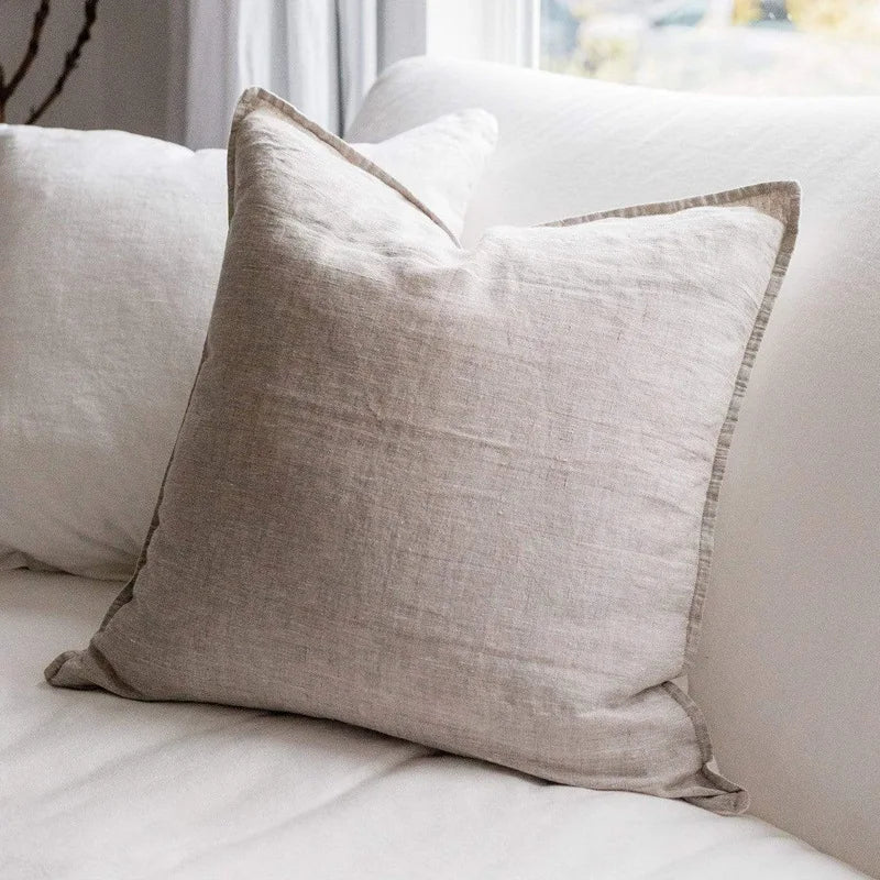 Custom Square Woven Solid French Linen Pillow Cover for Home Sofa Decor Hospital Use