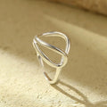Fine Jewelry 925 Sterling Silver Hollow Out Round Rings Plain Simple Geometry Gold Plated Women Adjustable Ring Jewelry