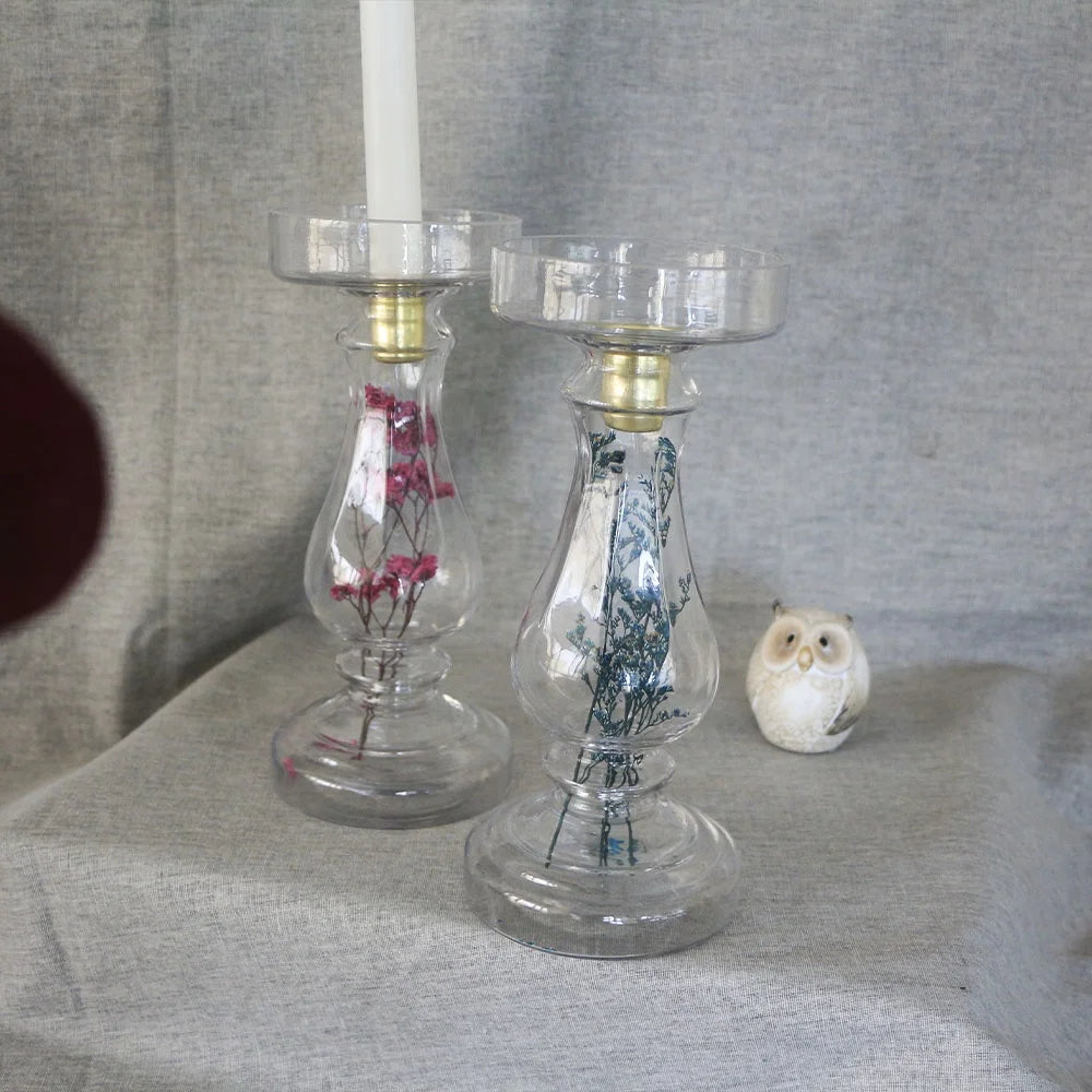 Fashion Reusable Glass and Brass Cylinder Candle Holder for Home Decoration