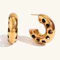Dingran Unique Design Hollow Heart Earrings 18K Gold Plated Stainless Steel Non Tarnish Hypoallergenic Jewelry