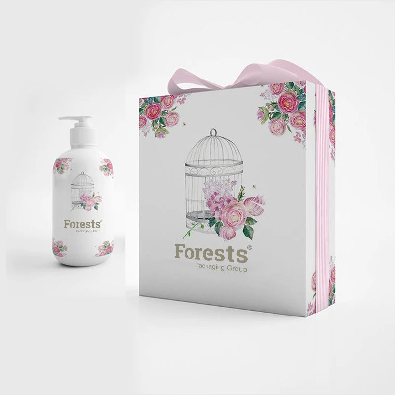 Cosmetic Gift Makeup Box Large Magnetic Closure Folding Skincare Body Butter Packaging Box with Ribbon