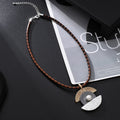 TongLing New Irregular Shape Alloy Pendant Necklace Gold Silver Black Plated Alloy Pearl Pu Rope Necklace for Daily Life