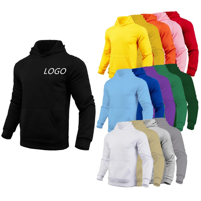 US Size Custom Logo Oversized Sweatshirts Pullover Blank Plain Hoodies 260g 65%cotton 35%polyester Custom Plus Size Men Hoodies