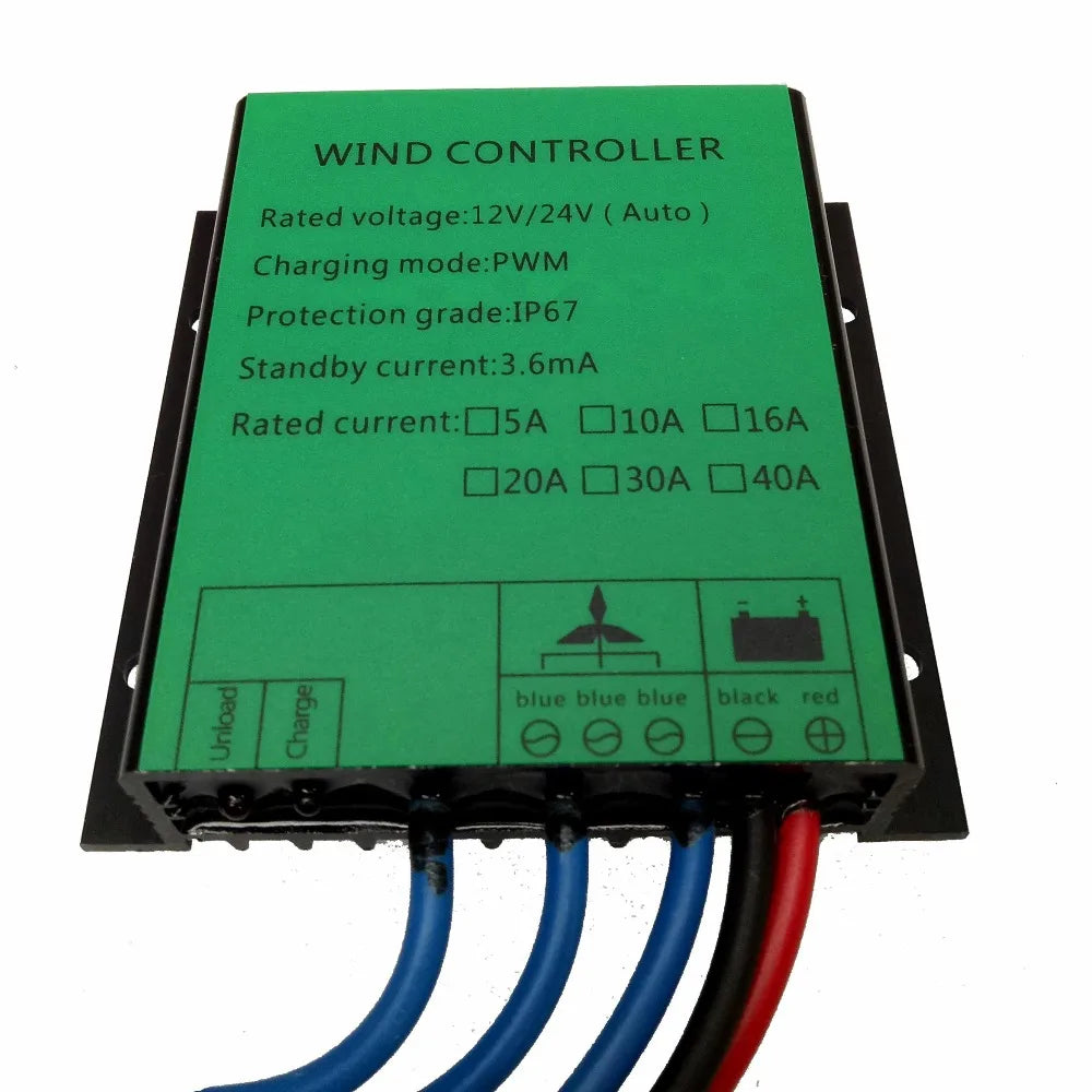100W 200W 300W 400W 500W 600W WIND TURBINE CHARGE CONTROLLER WATER PROOF REGULATOR for WIND GENERATOR 12V 24V AUTO SWITCH 20A