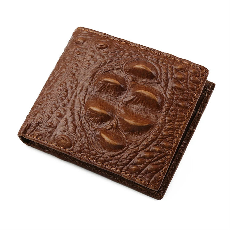 Tri Fold Custom Genuine Leather Wallet Men in Brown Color