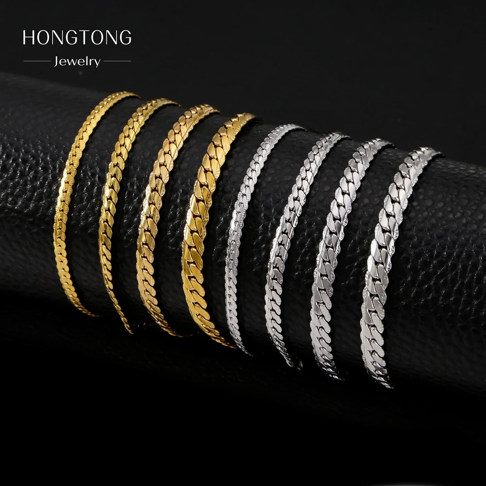 Fashion Jewelry Set Gold Plated NK Chain Necklace Bracelet 316l Stainless Steel Jewelry PVD Gold Plated Chain