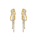 Luxury Bohemian Stainless Steel Fine Stud Earrings with Crystal Tassels Zircon Gold Plated Nakuna for Women for Party Gift