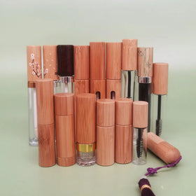 Wholesale Custom Eco-friendly Empty Round Bamboo Mascara Tube Bamboo Mascara Container Tube Eyelash Packaging with Brush