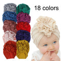 Wholesale Kids Turban Hat Soft Cotton Pleated Flower Headwrap Plain Color Baby Sleeping Cover for Children