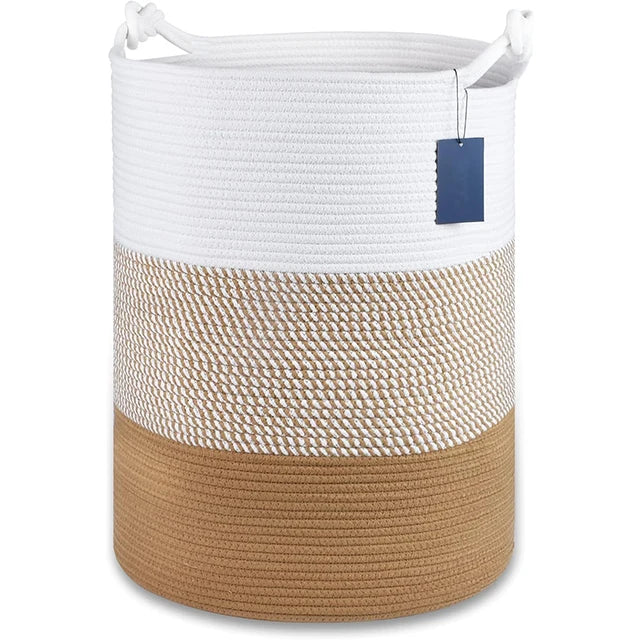 2024 New Eco-friendly Foldable Large Cotton Rope Woven Laundry Hamper Laundry Baskets Blanket Basket Tall Basket Toy Basket