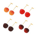 Small Fresh Cherry Long Earrings Female Personality Net Red Stainless Steel Resin Cherry Creative Temperament Earrings