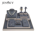 Jinsky Custom Gray Detachable Microfiber Durable Modern Simple Necklace Ring Pendant Display Set Jewelry Counter Container