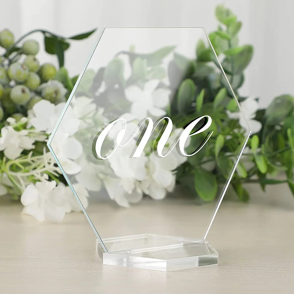1-15 Blank Acrylic Table Numbers Holder Stand Reception for Wedding Event Party
