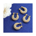 Elegant Jewelry Fresh Water Pearl Hoop Geometric U Shaped Earrings 18K Gold Plated Stainless Steel Earring