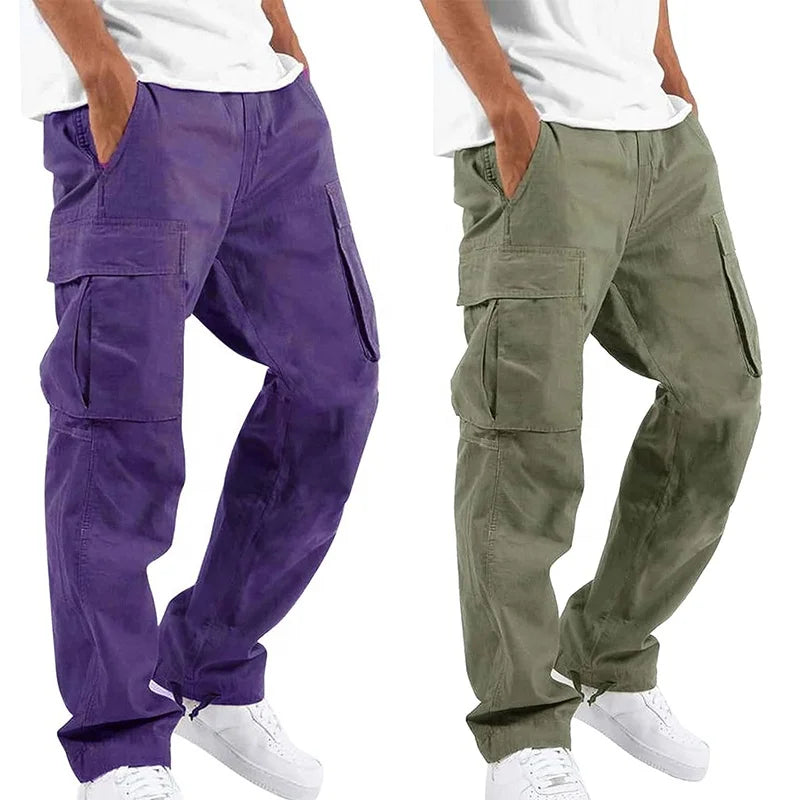 Mens Stretch Multi Pocket Cargo Pants Skinny 5XL Hip Hop Trousers Streetwear Joggers Sweatpants Tactical Pants