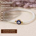 Go2boho Dainty Seed Handcrafted Stretch Jewelry Fashion Blue Evil Eyes Luck Chain Beaded Bracelets for Women Men 2025 Trendy