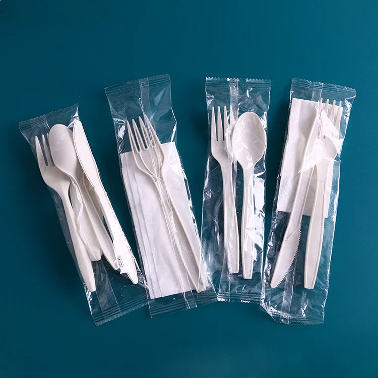 Factory Wholesale Price Disposable Cornstarch Knife Fork and Spoon Biodegradable Cutlery Set