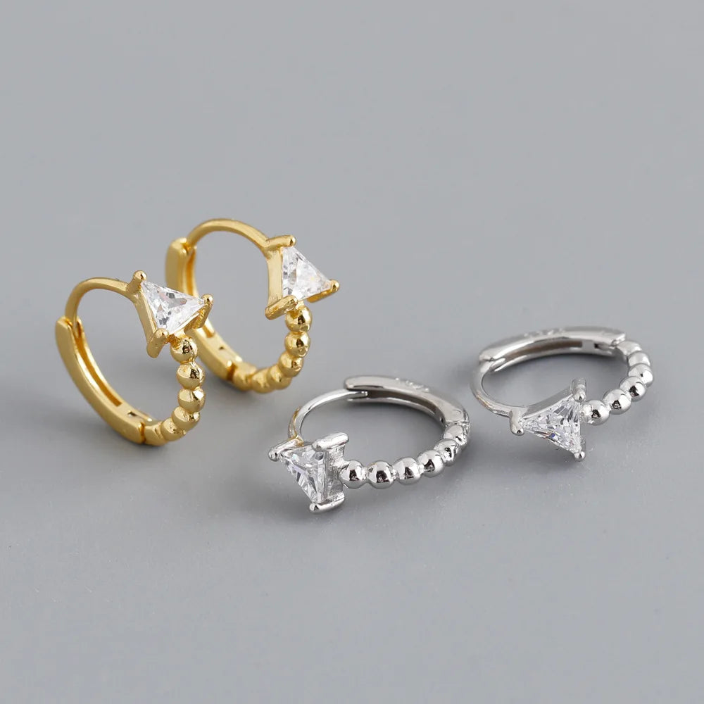 New Fashion S925 Sterling Silver Cubic Zirconia Triangle Hoop Earrings for Women Cute Style for Weddings and Parties EH1384