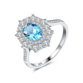 Fashion Jewelry Blue Gemstone 925 Sterling Silver Wedding Engagement Rings for Women Valentine's Day Birthday Gifts