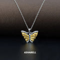 Wholesale S925 Sterling Silver Plated 18K Gold With Diamond butterfly Pendant Necklace Mother's Day Gift